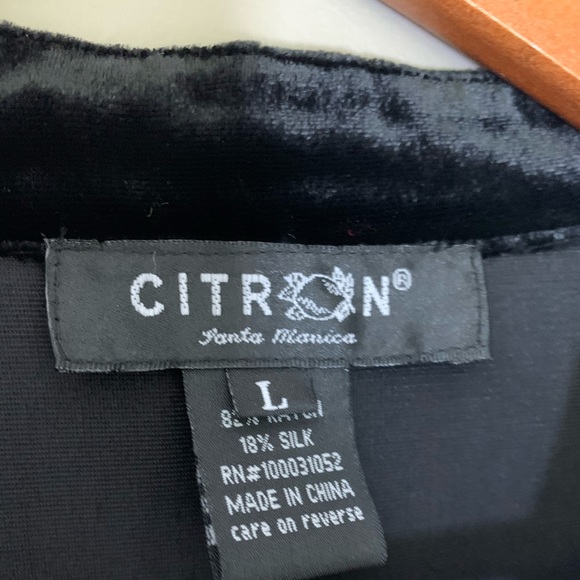 Citron Silk Velvet Semi Sheer Back Button Up Tunic - Picture 2 of 3